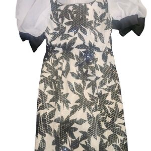 Vintage Rimini sheath dress with abstract print and sequins